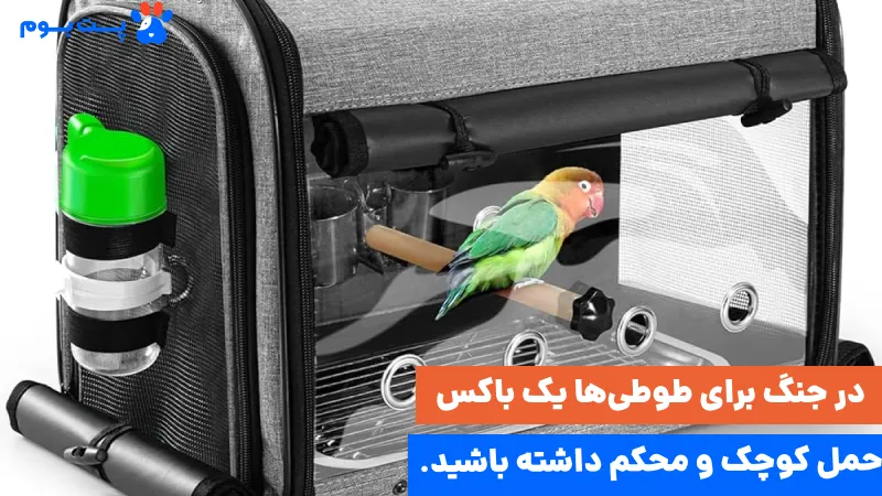 کاور قفس، غذا و آب کافی برای عروس هلندی در جنگ یا طوطی ها زمان وقوع حادثه آماده داشته باشین.